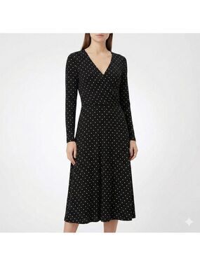 OLD NAVY Easy Care Rayon Blend Long Sleeve Polka Dot Dress Surplice Front Sz XLT